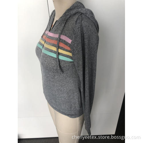 Casual hooded colored stripe hoodie